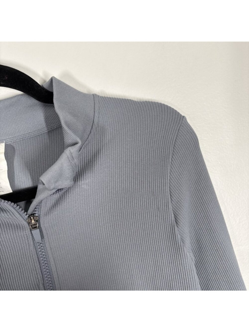 Fabletics Women L Stormcloud Full Zip Lightweight Ribbed Seamless Jacket - Picture 8 of 13